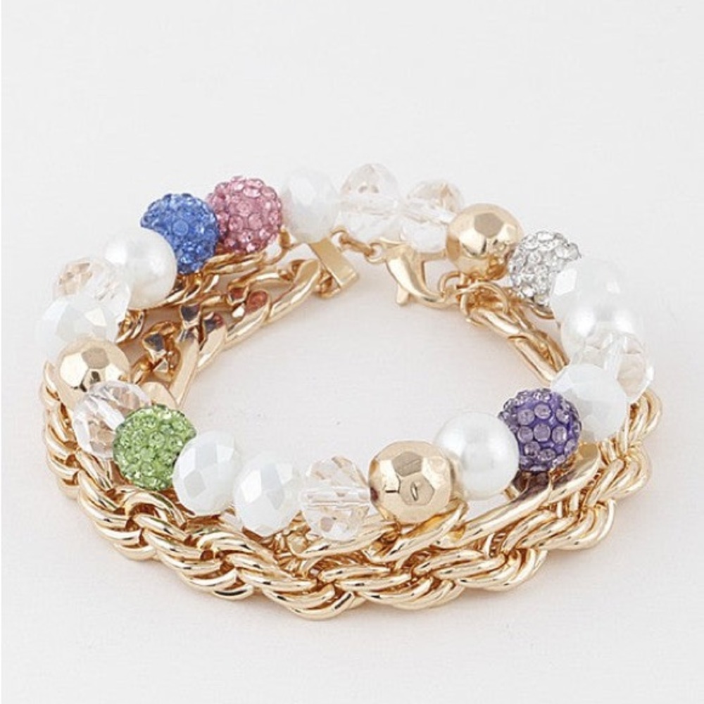 #76 Curb Chain Bead Bracelet - Picture 3 of 4